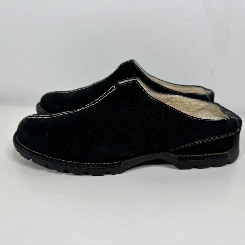 Cole Haan Women's Shoe Size 10B Suede Mule Clogs Faux Fur-Lined Black - Picture 2 of 14